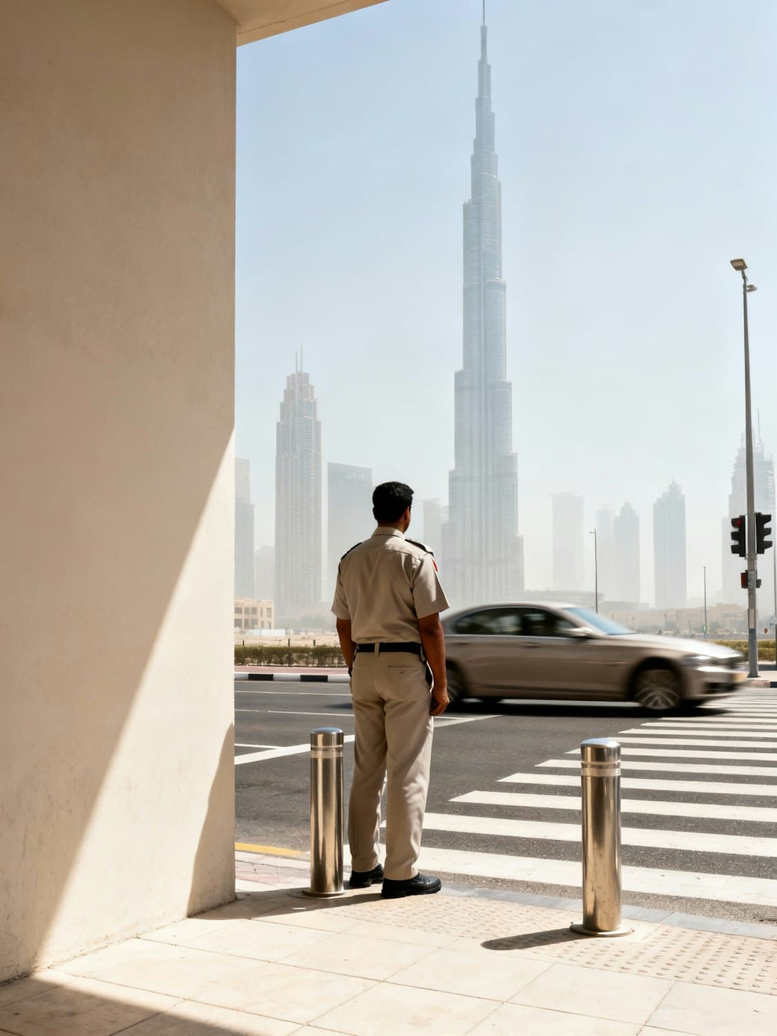 The Burj Khalifa rising over Downtown Dubai on a bright day